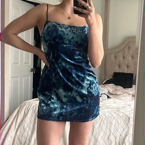 Urban outfitters velvet blue tie dye dress